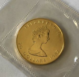 Canada Gold Maple Leaf - 1/2 Oz - $20 - Bu -.  9999 Fine - 1987