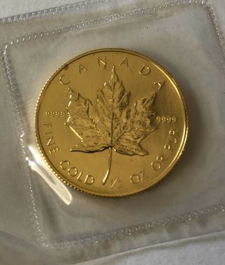 Canada Gold Maple Leaf - 1/2 oz - $20 - BU -.  9999 Fine - 1987 2