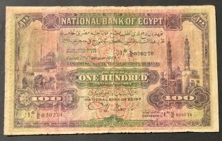 Egypt 100 Pounds Banknote 1943 Sign.  " Nixon  30270 "