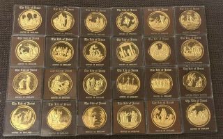 Franklin Life Of Christ Vermeil Sterling Silver Gold Plated No Box 24 Coins