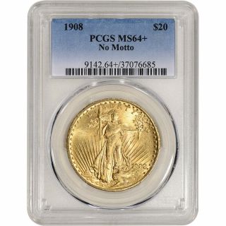 Us Gold $20 Saint - Gaudens Double Eagle Pcgs Ms64,  1908 No Motto