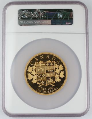 2012 Canada $500 5 Oz Gold Proof Coin 100th Anniversary First Gold Coin NGC PF69 2