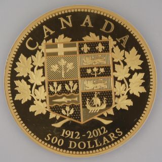 2012 Canada $500 5 Oz Gold Proof Coin 100th Anniversary First Gold Coin NGC PF69 3