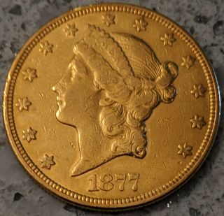 1877 - S Us Gold $20 Liberty Head Double Eagle,  Vf