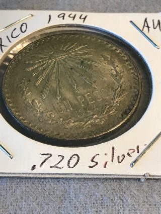 1944 Silver Mexico Mexican One Un Peso Coin (125)