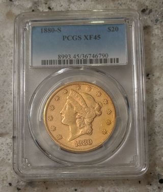1880 - S Us Gold $20 Liberty Head Double Eagle,  Pcgs Xf45