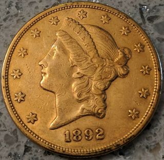 1892 - S Us Gold $20 Liberty Head Double Eagle,  Xf