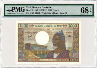Mali - 1000 Francs Nd/1970 - P13d Pmg Gem Unc 68 Epq