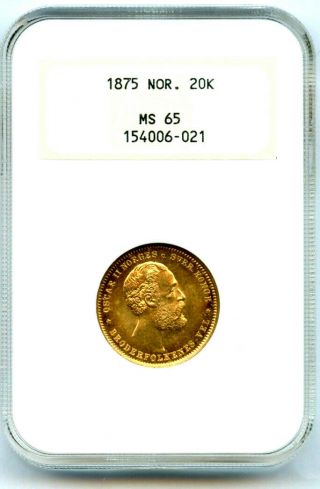1875 20 Kroner Norway Ngc Ms 65
