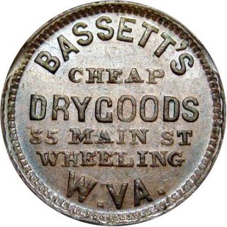 1863 Wheeling West Virginia Civil War Token Bassett 