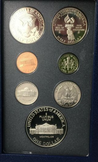 1993 United States Proof Prestige Set - 7 Coins,  Bill of Rights Silver $1 3