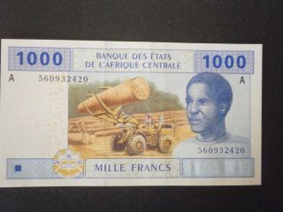 1000 CFA Franc Banknote Central African States Letter A Gabon UNC 2002 2