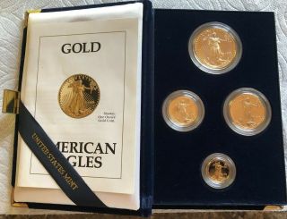 1992 4 - Coin Proof Gold American Eagle Set (w/box &)