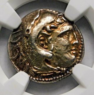 NGC AU 5/5 - 4/5.  Alexander the Great.  Stunning Drachm.  Greek Silver Coin. 6
