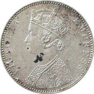 Scarce British India 1893 Silver 1 - Rupee Coin Victoria Cat № Km 492 Au
