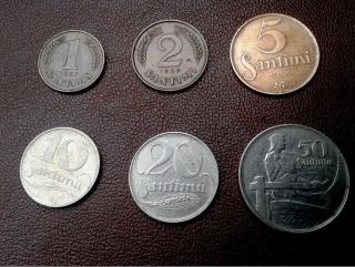 Latvia Lettland Lettonia 1922 - 1939 Coin Set 1;2;5;10;20;50 Santims All Values