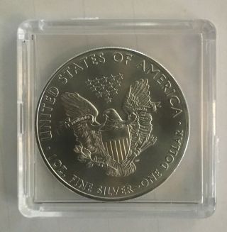 2015 American Silver Eagle Bu Us 1 Oz Silver Dollar In Snaplock Coin Holder