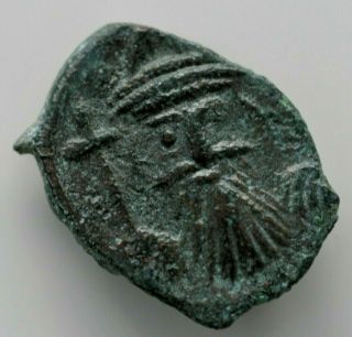 Byzantine Constans Ii.  Ae 2.  28gr/18mm.  Crowned And Draped Facing Bust,  Holding