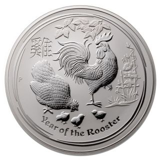 1 Kg (kilo) 2017 Silver (australia) Australian Lunar Year Of The Rooster $30 Bu