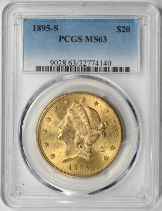 1895 - S Liberty Head Double Eagle Gold $20 Ms 63 Pcgs