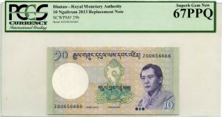 Bhutan 10 Ngultrum 2013 Royal Monetary Authority Pick 29 B Lucky Money $67