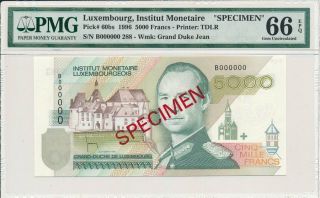 Institut Monetaire Luxembourg 5000 Francs 1996 Specimen Pmg 66epq