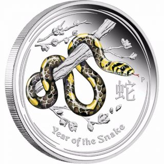 Australia 2013 30$ Year Of The Snake 1 Kilo 999 Silver Coin Coloured Edition