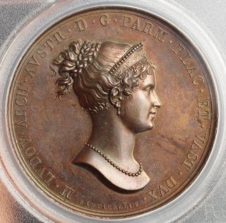 1821,  Parma,  Marie Louise Of Austria.  Trebbia Bridge Opening Medal.  Pcgs Sp - 63