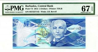Barbados $2 Dollars 2013 Central Bank Pick 73 Lucky Money Value $123