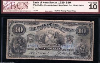 1929 $10 Bank of Nova Scotia Chartered banknote 2
