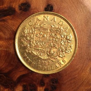 1912 $5 Dollar Canadian Gold Coin.