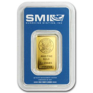 10 Gram Gold Bar - Sunshine Minting Design (in Tep Packaging) - Sku 83066