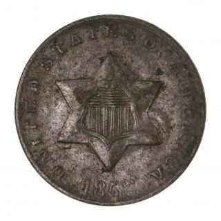 Raw 1852 Three Cent Silver 3cs Circulated Us Coin
