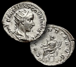 Gordian Iii,  Silver Roman Denarius Coin 3rd.  Emission 239ad.  Rome,  Vf
