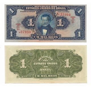 Brazil Note 1 Mil Reis (1919) P 6 Unc