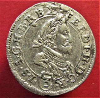 Silver Medieval Coin 3 Kreuzer.  1632.  Austria,  Ferdinand Ii.  Graz.