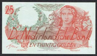 Netherlands 25 Gulden 1947 Vf/xf Flora P81 7am003072