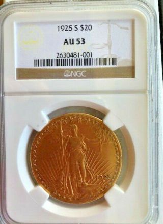 1925 - S Us St.  Gaudens Double Eagle $20 Gold Coin Au53
