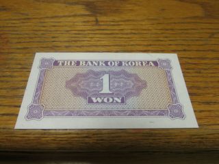 8 - 5 - 19 The Bank Of Korea Uncirculated 1 Won Banknote.
