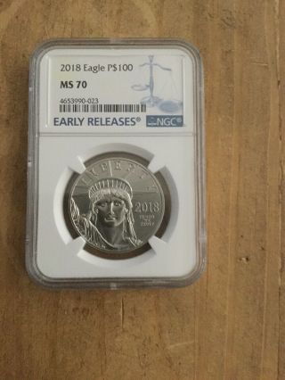 2018 1 Oz Platinum American Eagle $100 Coin Ngc Ms70 Er