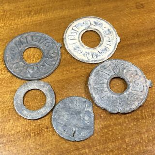 5 Rare Ancient Medieval Indonesian Tin Pitis Sultan Coins Musi River $300.  00 A