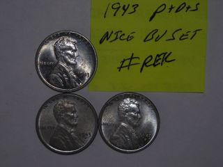 Wheat Penny 1943,  1943 - D,  1943 - S Bu Lincoln Steel Cent 1943s,  1943d Unc Set 1