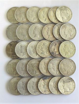 100 Peace Silver Dollars 1922 - 1926 Grade Vf - Xf - Au " No Culls " - All Coins