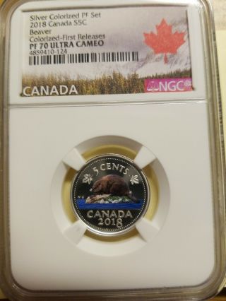2018 Canada 5 Cent Silver Colored Proof Ngc Pf70 Ucam Nickel First Releases.
