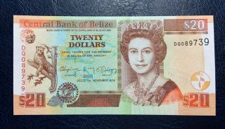 Belize 20 Dollars 2014 P - 69e Unc