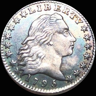 1795 Flowing Draped Bust Half Dime NEARLY UNCIRCULATED Scarce bu au ms GORGEOUS 2