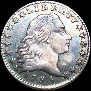 1795 Flowing Draped Bust Half Dime NEARLY UNCIRCULATED Scarce bu au ms GORGEOUS 3