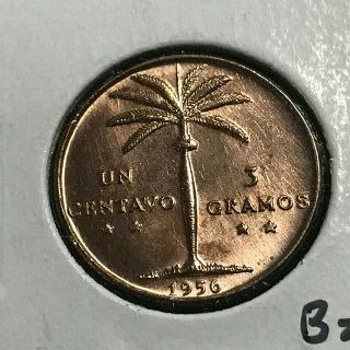 1956 Dominican Republic One Centavo Palm Tree Brilliant Uncirculated