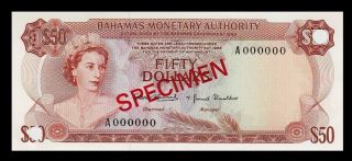 1968 Bahamas 50 Dollars Specimen - Unc