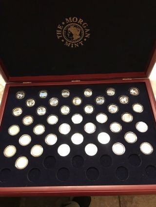 Hologram State Quarters 1999 - 2007 In Cherrywood Fisplay Case